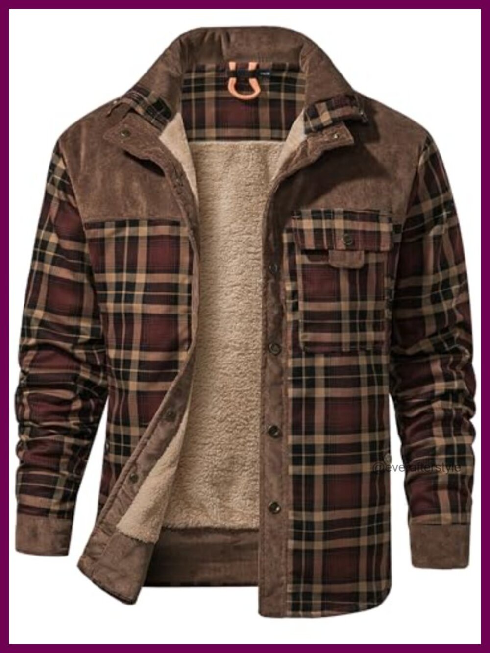 Men's Long Sleeve Plaid Flannel Button Down Shirt Jacket Padded Aviator